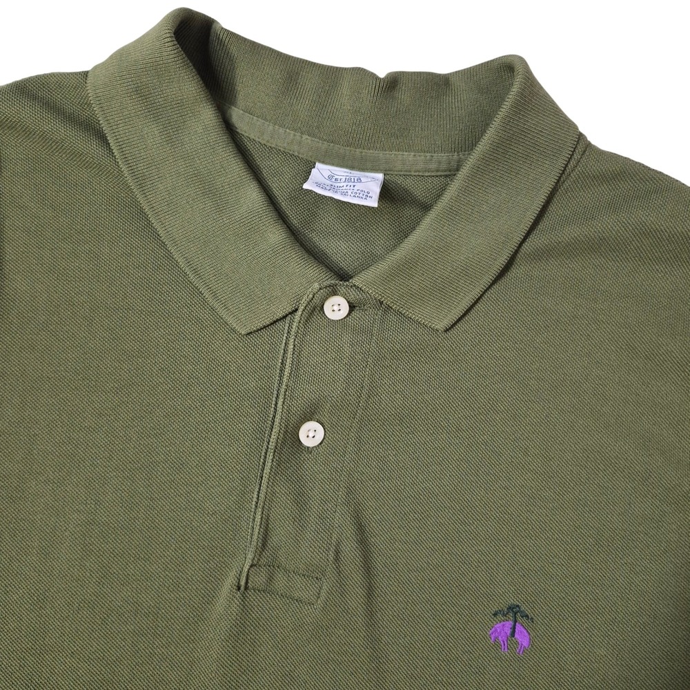 Brooks Brothers Performance Polo Men XL Slim Fit Olive Green Short Sleeve Supima